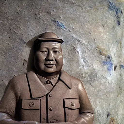Prompt: a photo of mao zedong's sculpture in cybercity on mars a made of resin by joe johnston and nilo rodis, highly detailed, dramatic lighting, radiant light, detailed and intricate environment, wide angle, cinematic lighting