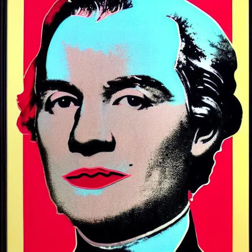 Image similar to robespierre pop art by andy warhol, elegant, clear, stylish, 1 8 th century and 1 9 6 0 s combined