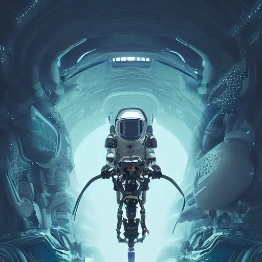 Image similar to portrait of a squid monster astronaut riding a Pegasus, full body portrait, intricate abstract. cyberpunk, intricate artwork, by Tooth Wu, wlop, beeple. octane render, trending on artstation, greg rutkowski very coherent symmetrical artwork. cinematic, hyper realism, high detail, octane render, 8k, minimalistic, hyperrealistic surrealism, award winning masterpiece with incredible details, a surreal vaporwave liminal space, highly detailed, trending on ArtStation