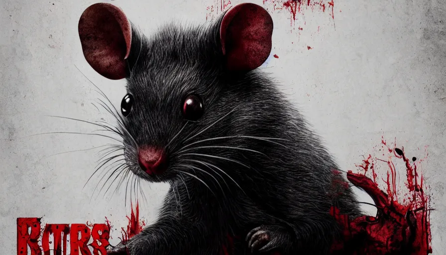 Prompt: promotional poster for an horror movie with rats, dark background, red eyes, hyperdetailed, artstation, cgsociety, 8 k