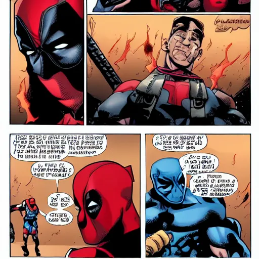 Image similar to John Cena vs Deadpool, comic book panels, epic, 8k,