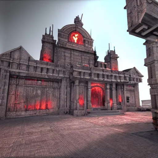 Image similar to hyperreal, 3D render, of a Archville from DOOM 1993 game