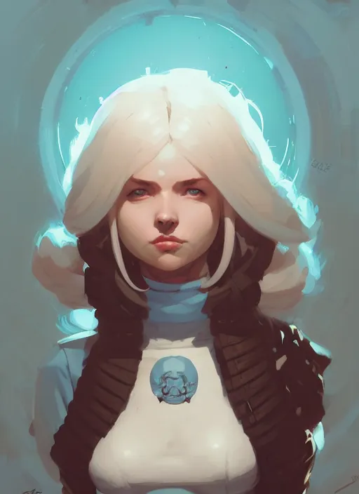 Prompt: portrait of cute psyker girl, warhammer 4 0 k, by atey ghailan, by greg rutkowski, by greg tocchini, by james gilleard, by joe gb fenton, by in kaethe butcher, dynamic lighting, gradient light blue, brown, blonde cream and white color in scheme, grunge aesthetic