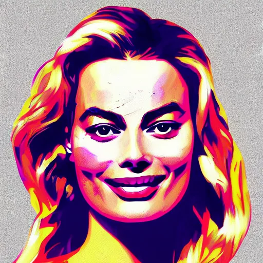 Prompt: Margot robbie, Illustration, Acrylic Paint, 4k, amazing digital art