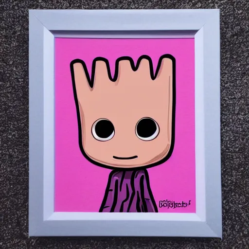 Prompt: baby groot in pink color