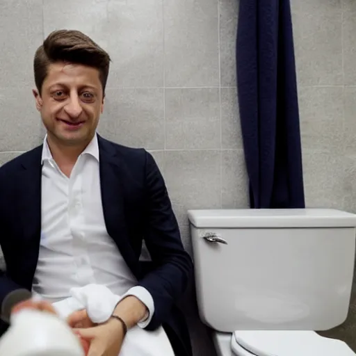 Image similar to Zelensky flushes himself in the toilet