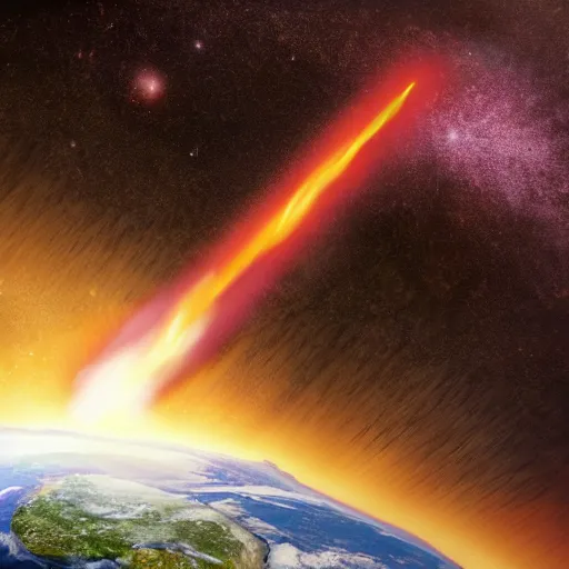 Image similar to meteor hitting earth shock wave high quality image realistic