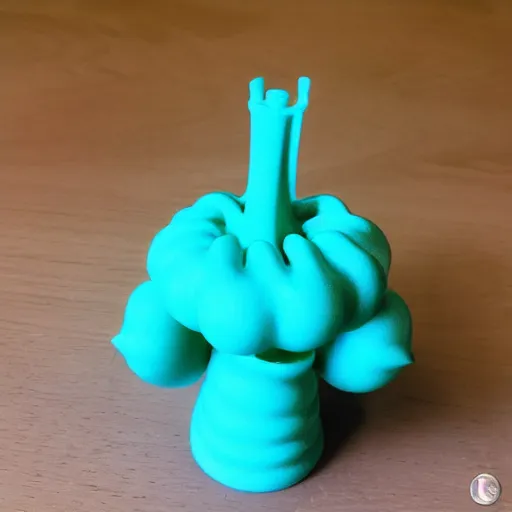 Prompt: a 3d printed plumbus, fully functional, fresh from the printer