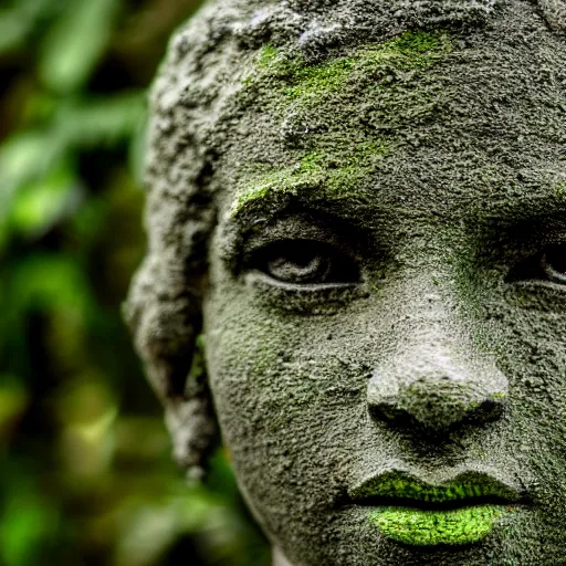 Image similar to realistic ultra detialed statue covered in moss