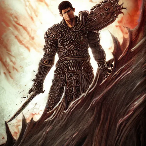 Image similar to Guts, Berserk, very detailed, artstation, digital art, masterpiece, award winning, greatsword