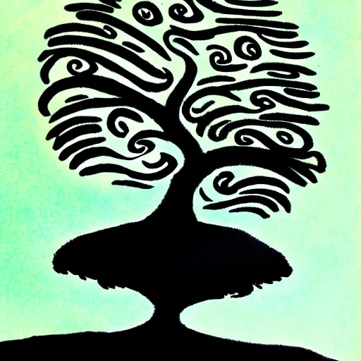 Prompt: zen tree ink
