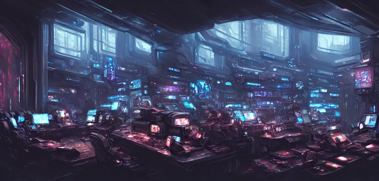 Image similar to a hyper detailed octane render concept art by xision wu, kerem beyit, sandara tang portrait of cyberpunk panel control spaceship room, dim lighting, detailed portraits, unreal engine 5, highly rendered,, digital painting, artstation, concept art, smooth, sharp focus perfect horizontal, symmetry illustration, detailed and intricate environment artstation hq