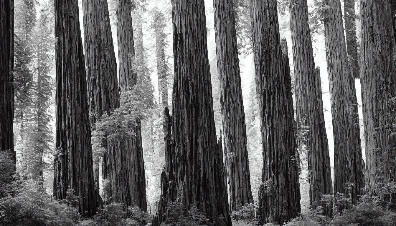 Image similar to giant redwood trees by ansel adams