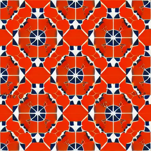 Prompt: bright orange tile vector pattern