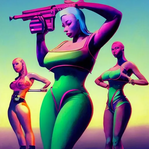 Image similar to 4k headshot of thicc Iggy azalea , Cardi B , Nikki Minaj from Macfarlane comics, killing with green fire by Craig Mullins, ilya kuvshinov, krenz cushart, epic , artgerm trending on artstation by Edward Hopper and Dan Mumford and WLOP and Rutkovsky, beksinski carl spitzweg moebius and tuomas kocar, intricate artwork by caravaggio, Unreal Engine 5, Lumen, Nanite , 4K headshot of godlike clown with defined arms and open hands and bloody clothes with giant mandala wings , intricate face , flawless anime cel animation by Kentaro Miura, psychedelic , highly detailed upper body , professionally post-processed , beautiful, scary, symmetry accurate features, epic, octane rendered, anime masterpiece, accurate