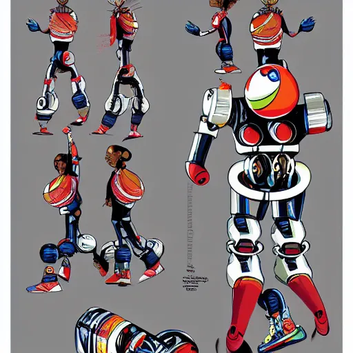 Prompt: concept art, the robot harlem globetrotters