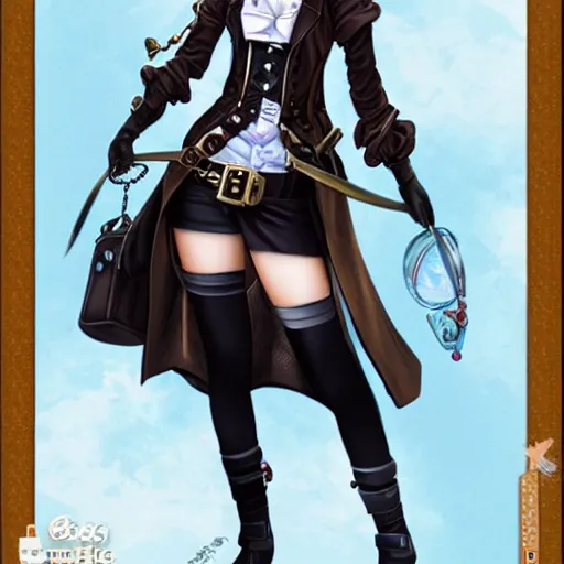 Image similar to A girl in a steampunk style costume by Range Murata