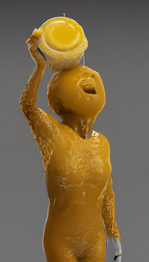 Prompt: a human fruit clothed with molds and syrup, 3 d render, photo realistic, highly detailed.