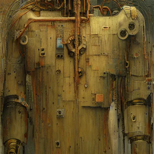 Image similar to giant robot in new york, highly detailed beksinski art