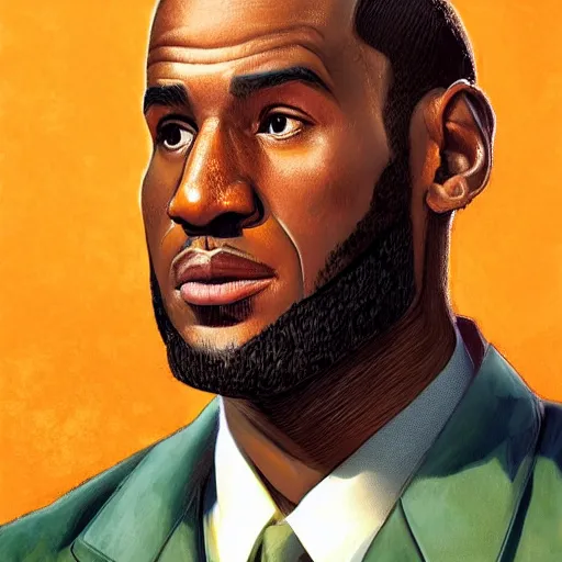 Prompt: Lebron James, Mao Zedong portrayed by Los Angeles Laker Lebron James, digital art, trending on artstation oil on canvas artstation by J. C. Leyendecker and Edmund Blair Leighton and Charlie Bowater octane render