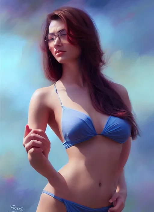 Image similar to photo of a gorgeous young woman in the style of stefan kostic, realistic, 1 / 2 body shot, sharp focus, 8 k high definition, insanely detailed, intricate, elegant, art by stanley lau and artgerm