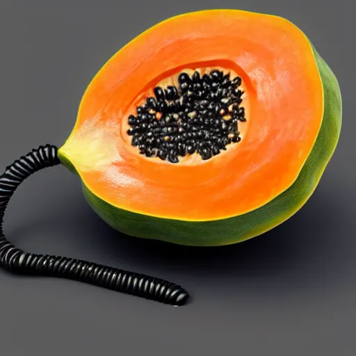 Image similar to papaya telephone, UHD, hyperrealistic render, highly detailed, 4k, artstation