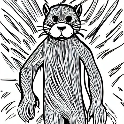 Image similar to stylized digital line art expressive furry art painting by blotch and rukis of an anthro otter full body