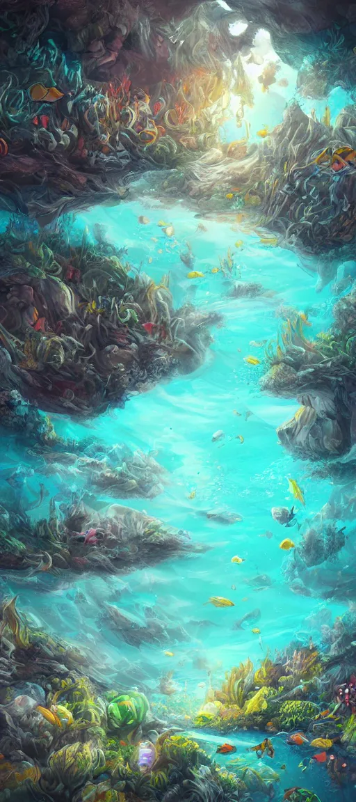 Image similar to underwater paradise, digital painting, artstation