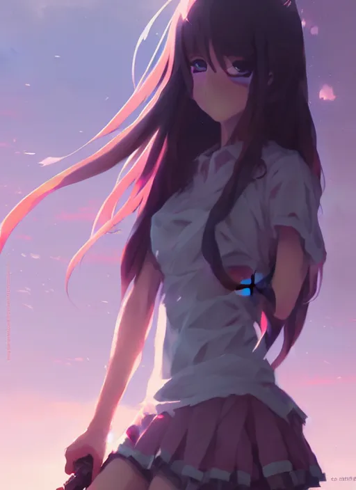 Image similar to detailed illustration of an anime girl by greg rutkowski