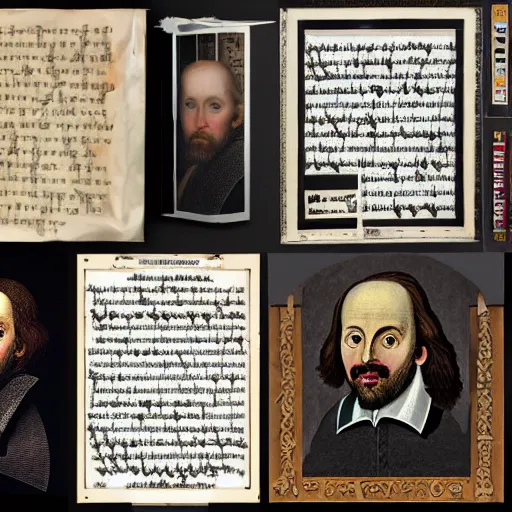 Prompt: a knolling of william shakespeare