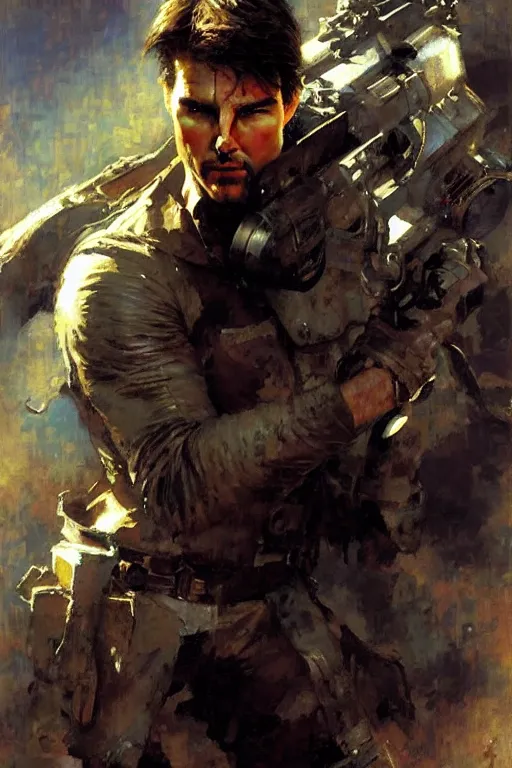 Image similar to tom cruise, painting by gaston bussiere, craig mullins, j. c. leyendecker, yoji shinkawa