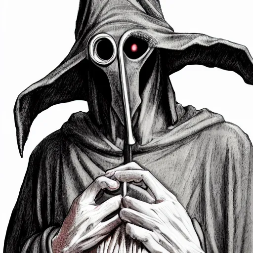 Image similar to 4K headshot portrait of godlike Plague Doctor of Nazareth with defined arms and open hands and bloody clothes with giant mandala wings , intricate face , flawless anime cel animation by Kentaro Miura, psychedelic , highly detailed upper body , professionally post-processed , beautiful, scary, symmetry accurate features, epic, octane rendered, anime masterpiece, accurate by Craig Mullins, ilya kuvshinov, krenz cushart, epic , artgerm trending on artstation by Edward Hopper and Dan Mumford and WLOP and Rutkovsky, beksinski carl spitzweg moebius and tuomas kocar, intricate artwork by caravaggio, Unreal Engine 5, Lumen, Nanite