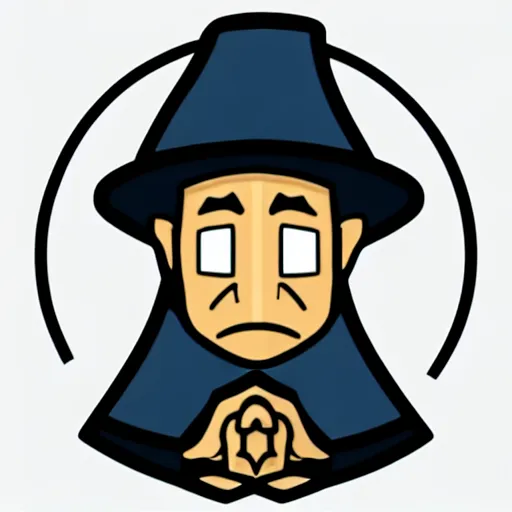 Prompt: wizard pondering his orb, discord emoji, 2 d, flat, coherent, orthographic, transparent background, svg