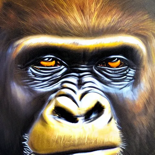 Image similar to gorilla, oil painting