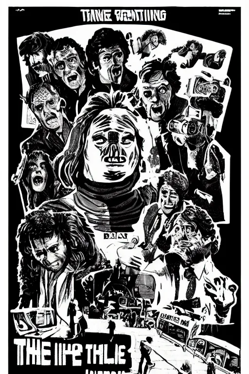 Image similar to “ reimagining of a poster of the 1 9 8 2 movie the thing in the style of a 1 9 6 0 ’ s horror comic ”