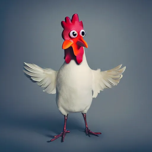 Image similar to a high quality photo of a chicken wearing a suit, Romanticism, 8k