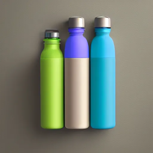 Prompt: apple style advertisement of a water bottle light green, light blue, light yellow, light purple