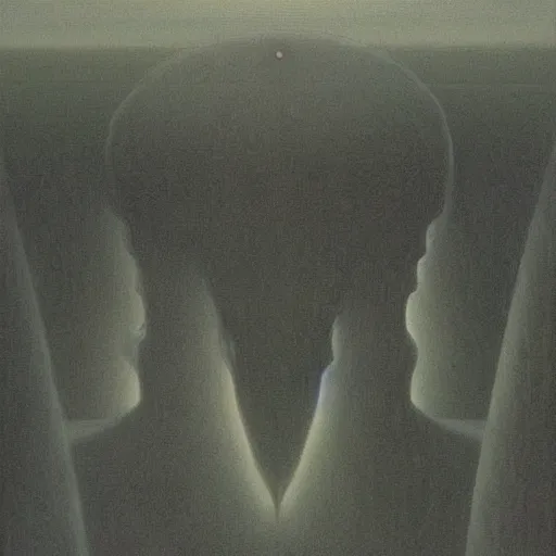 Image similar to gathering of aliens from all over the galaxy by Zdzisław Beksiński, oil on canvas