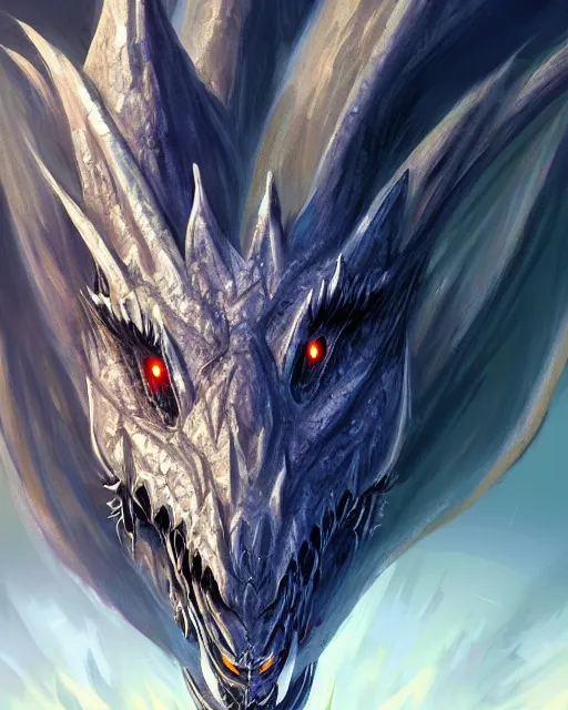Prompt: ''face portrait of a handsome dragon, fantasy, mountain landscape, d & d, digital painting, artstation, deviantart, concept art, illustration, art by dragolisco and anne stokes and nico niemi''