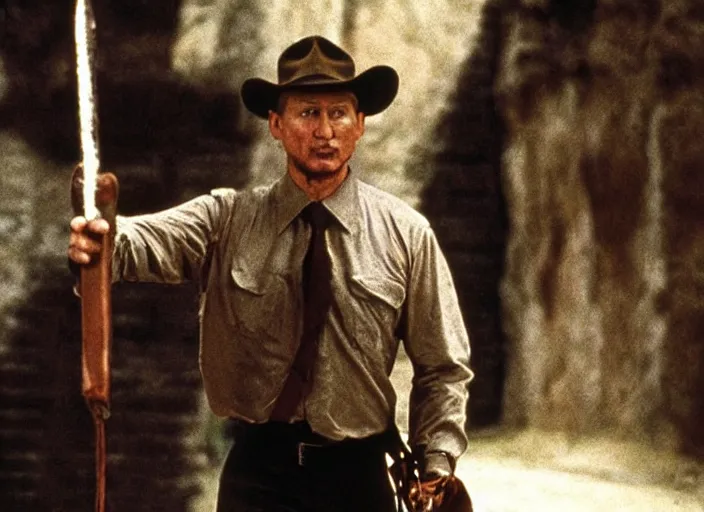 Image similar to film still, vladimir putin in the movie indiana jones