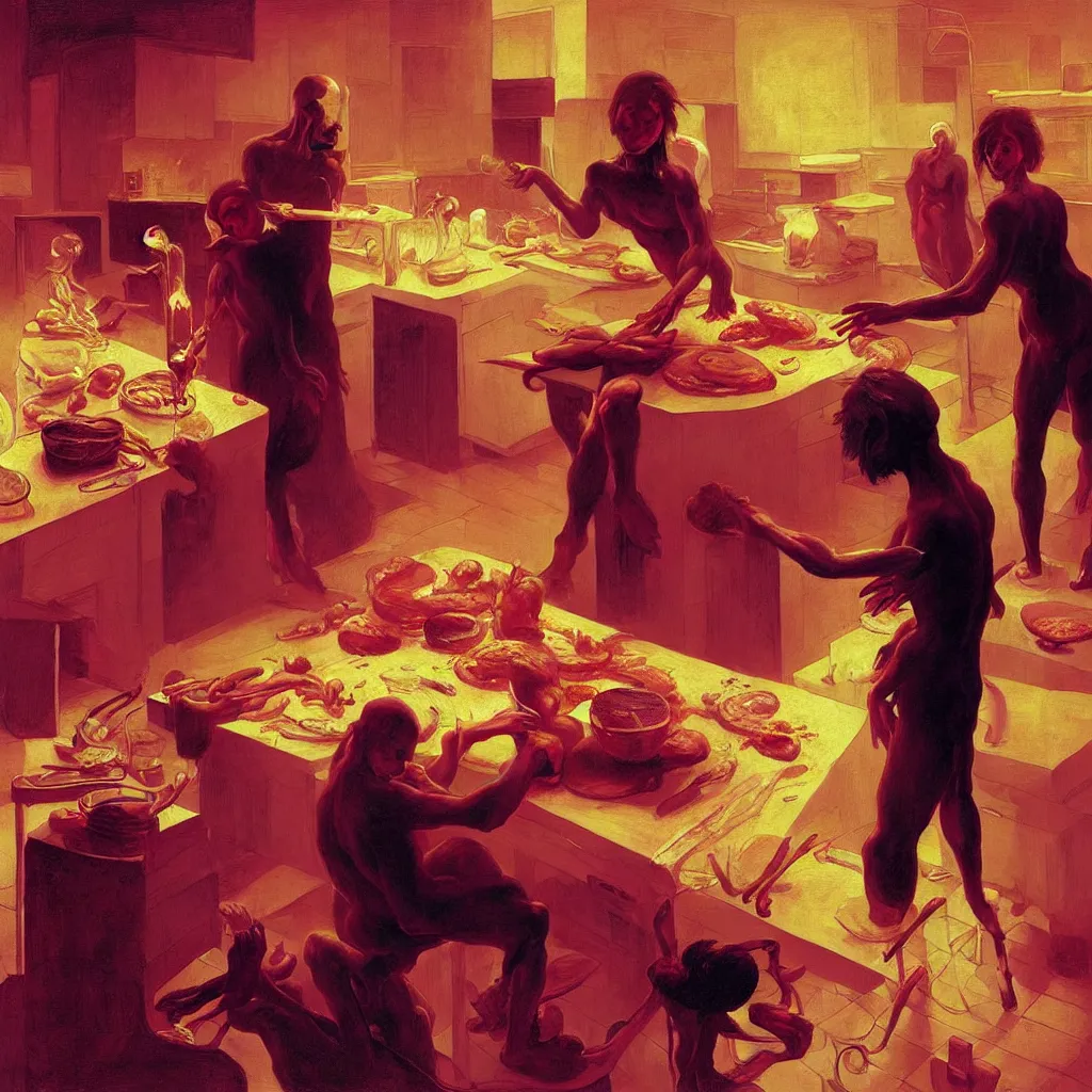 Prompt: weird and disturbing portrait of nick cave baking pizza, vivid colors, death, neon, art by ( ( ( kuvshinov ilya ) ) ) and wayne barlowe and thomas eakins and artgerm and wlop and william - adolphe bouguereau