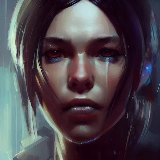 Prompt: face portrait of young female in cyberpunk by greg rutkowski, highly detailed portrait, scifi, digital painting, artstation, concept art, smooth, sharp foccus ilustration, artstation hq