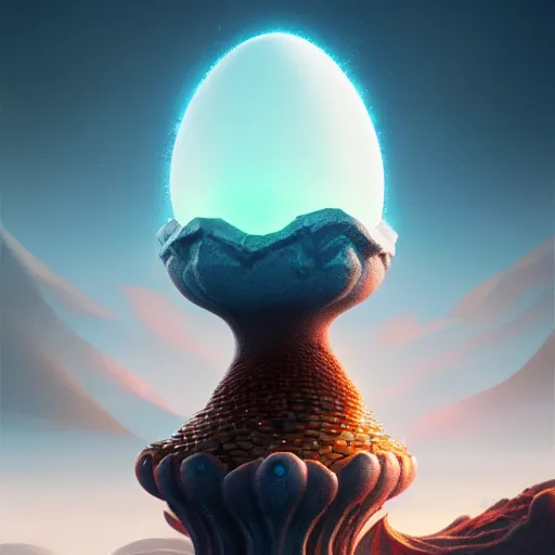 Prompt: magic frozen ice phoenix egg, deadly potion flowing from the top on the egg, rock and sand around, peter mohrbacher style, ray tracing, cinematic, digital art, realistic, octane render