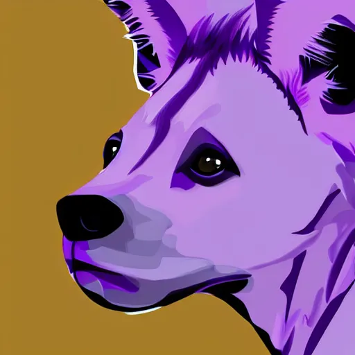 Prompt: a drawing of a purple hyena with blonde hair, digital art