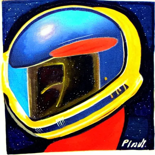 Image similar to helmet astronaut on fruit orange planet