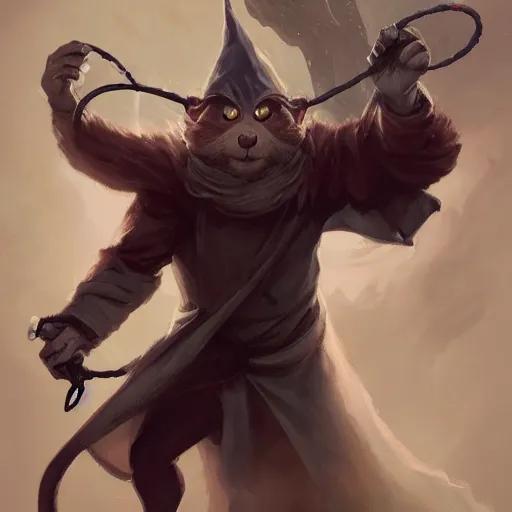 Image similar to anthropomorphic squirrel wizard casts a swirling spell, DnD character art portrait, DeviantArt Artstation, by Jason Felix and Peter Mohrbacher and Ross Tran and Greg Rutkowski, behance HD, detailed matte fantasy painting, cinematic lighting