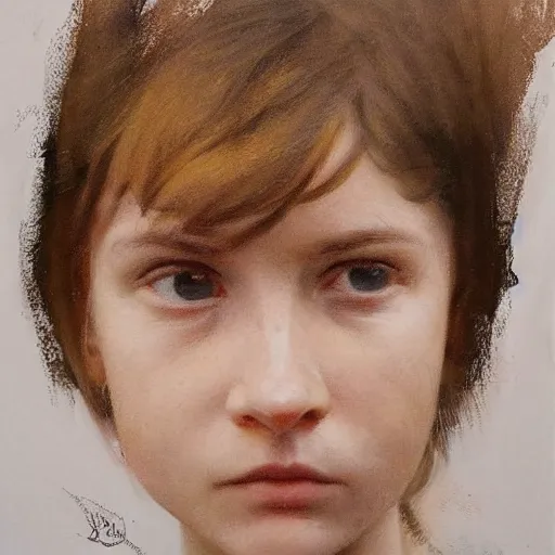 Image similar to portrait of a welsh teenage girl with brown hair and eyes by jasper ejsing