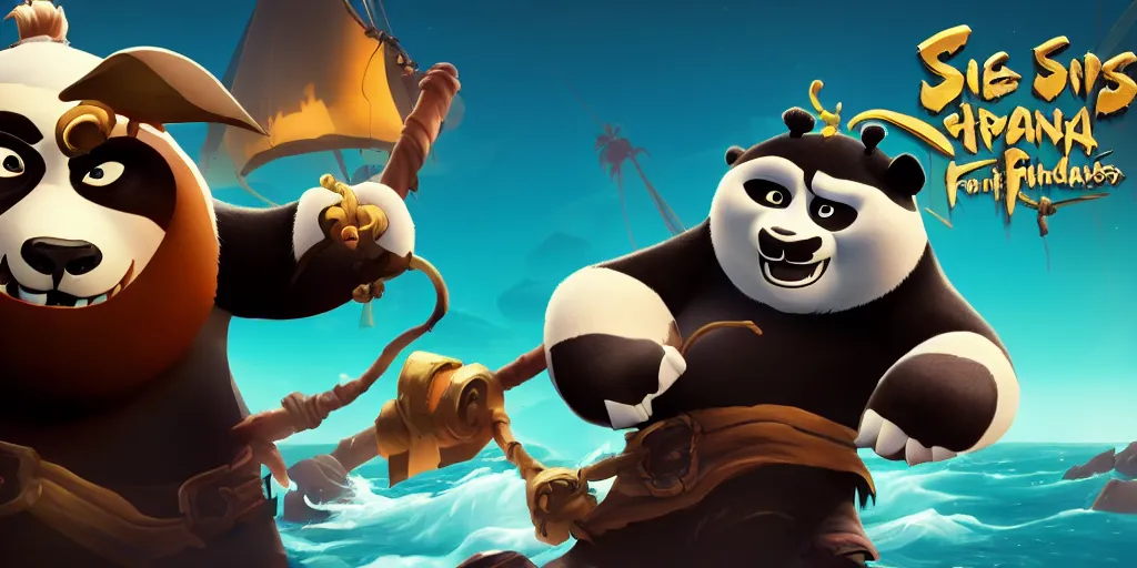 Image similar to selfie of a sea of thieves character, kung fu panda style, digital art, unreal engine