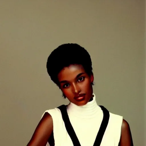 Prompt: aesthetic photo of a beautiful 1 9 8 7 black young female model, trending on pinterest