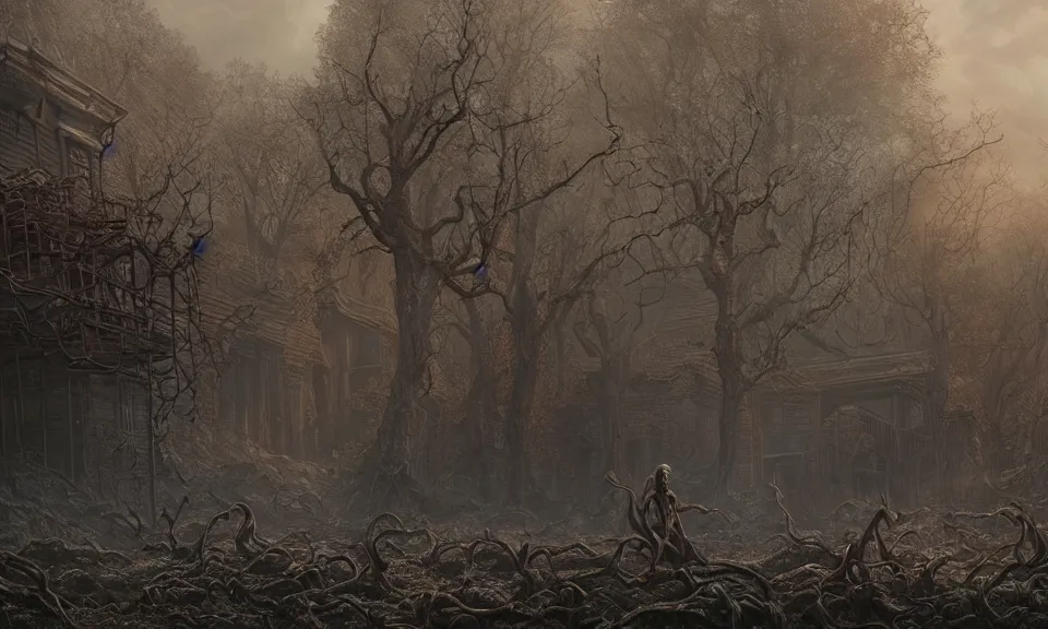 Prompt: A highly detailed 4K fantasy matte painting of vecna from stranger things season 4, zdzislaw beksinski, ArtStation, CGSociety, Unreal Engine